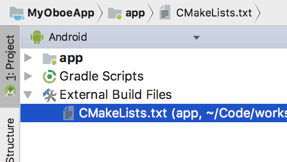 CMakeLists.txt location in Android Studio CMakeLists.txt location in Android Studio