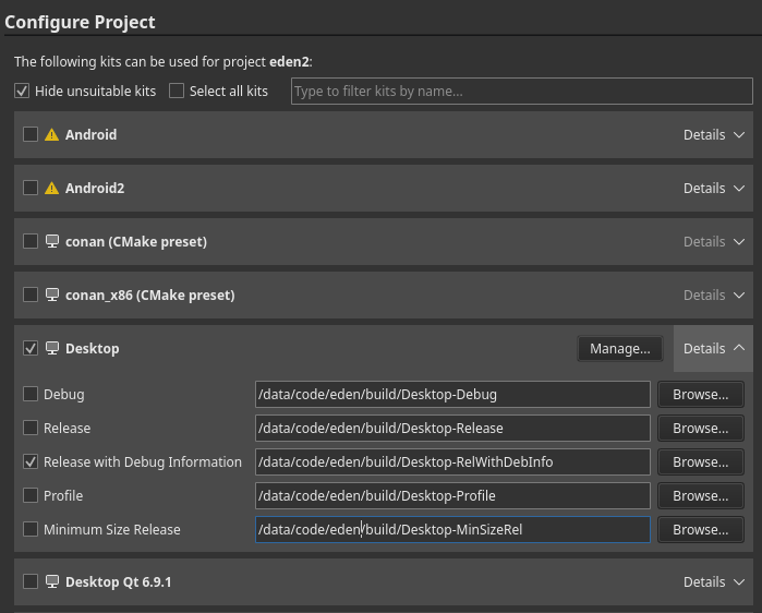 Qt Creator kits